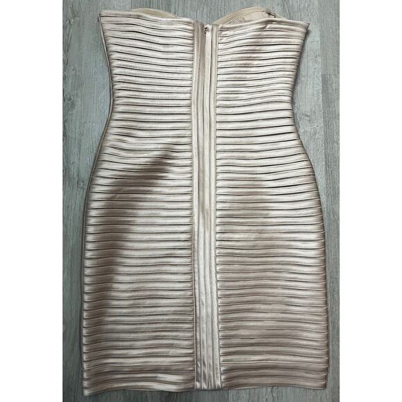 BCBGMaxAzria Strapless Beige Midi Dress - Picture 5 of 12